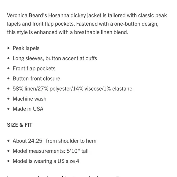 VERONICA BEARD Pantsuit Hosanna Linen Dickey Jacket Aubrie Pants 10 Blazer Suit - Picture 15 of 16